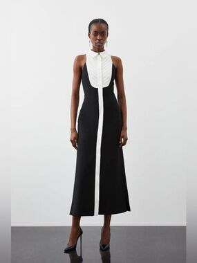 Karen Millen Tuxedo Halter Neck Dress NWT